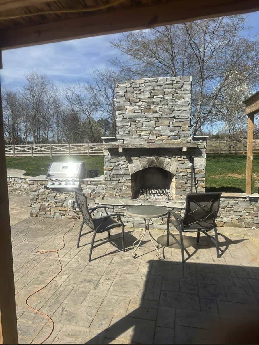 Outdoor fireplace and grill